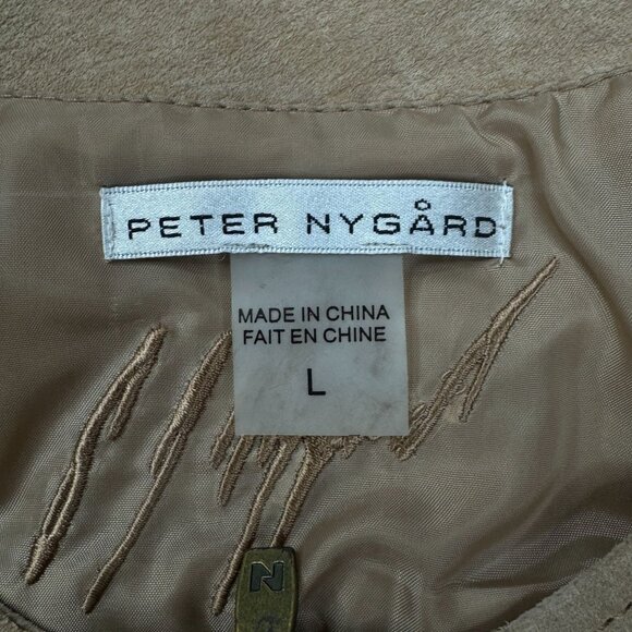Peter Nygard Sz L Suede Leather Long Knit Sleeve Embroidered Women’s Jacket - Picture 5 of 7